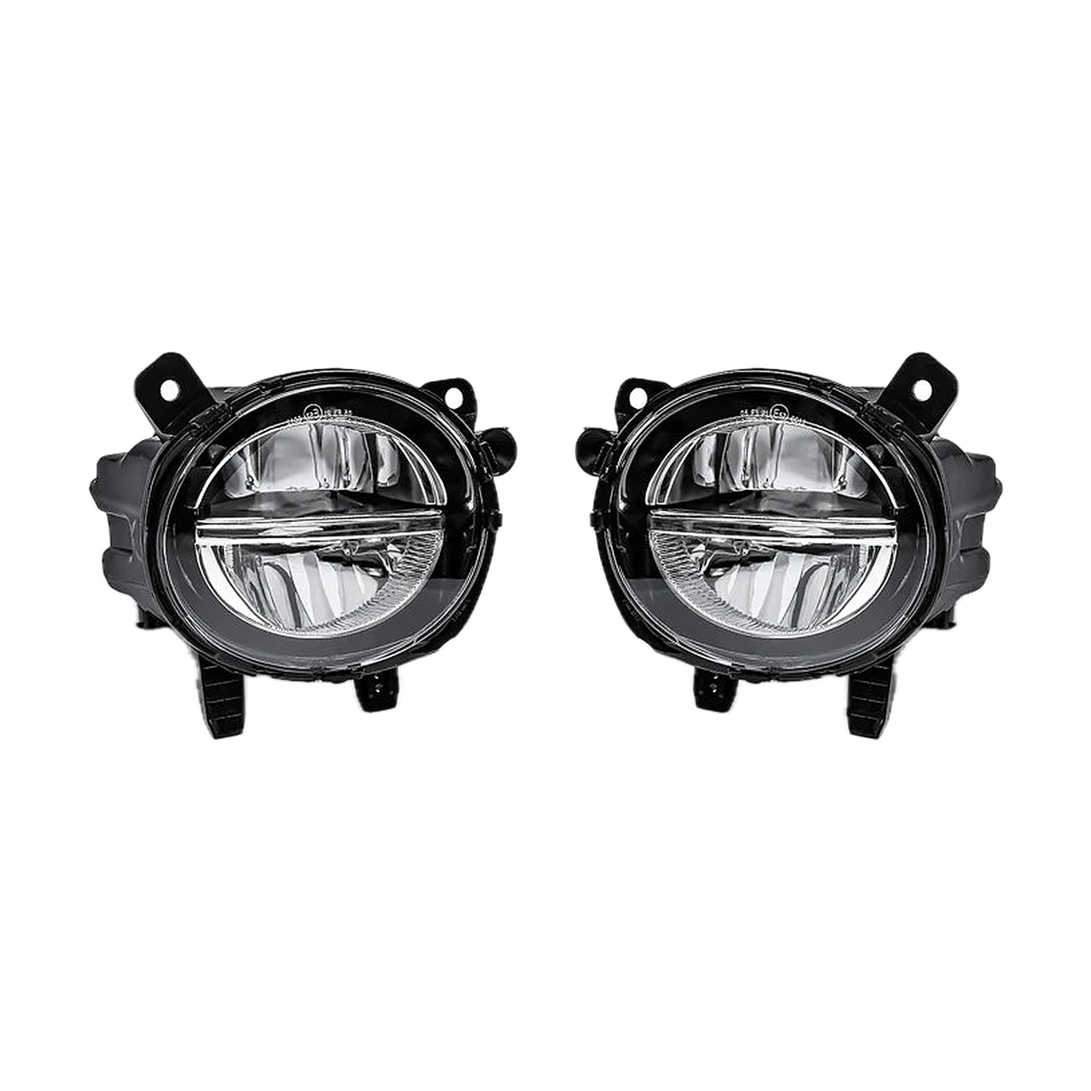 LED fog light pair, Version A with light bar, front view, for BMW F20 / F22 / F30 / F32 / F34 / F45