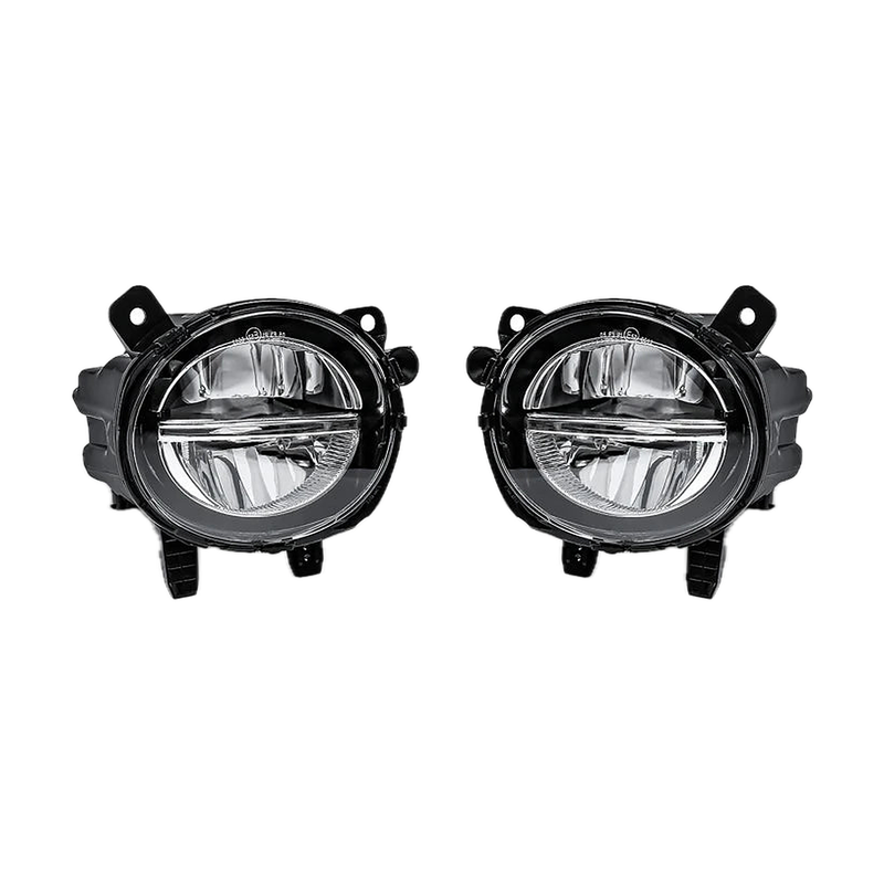LED fog light pair, Version A with light bar, front view, for BMW F20 / F22 / F30 / F32 / F34 / F45