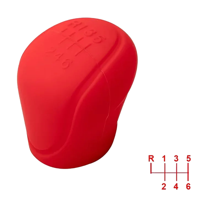 Silicone Gear Knob Cover, 5 or 6-Speed, universal fit for BMW, 6-Speed, Red
