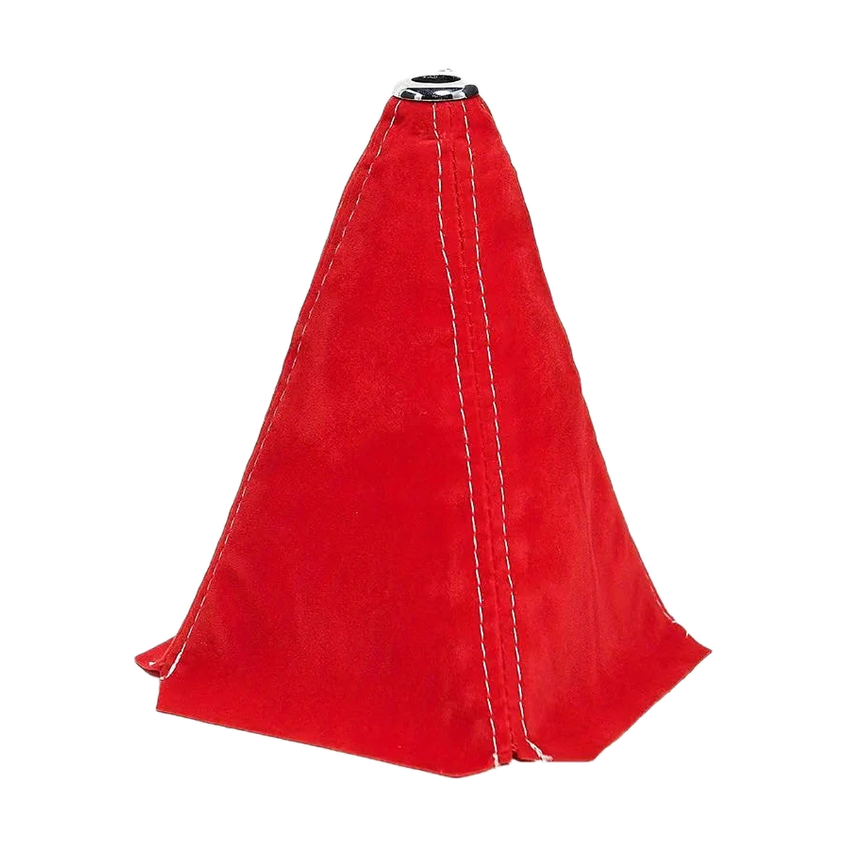 Suede-Look Gear Knob Cover, universal fit for BMW, Red, White Line