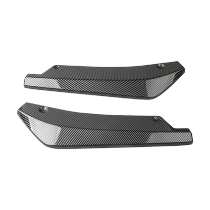 Carbon fiber look rear bumper corner splitters, pair, side view, universal fit for BMW