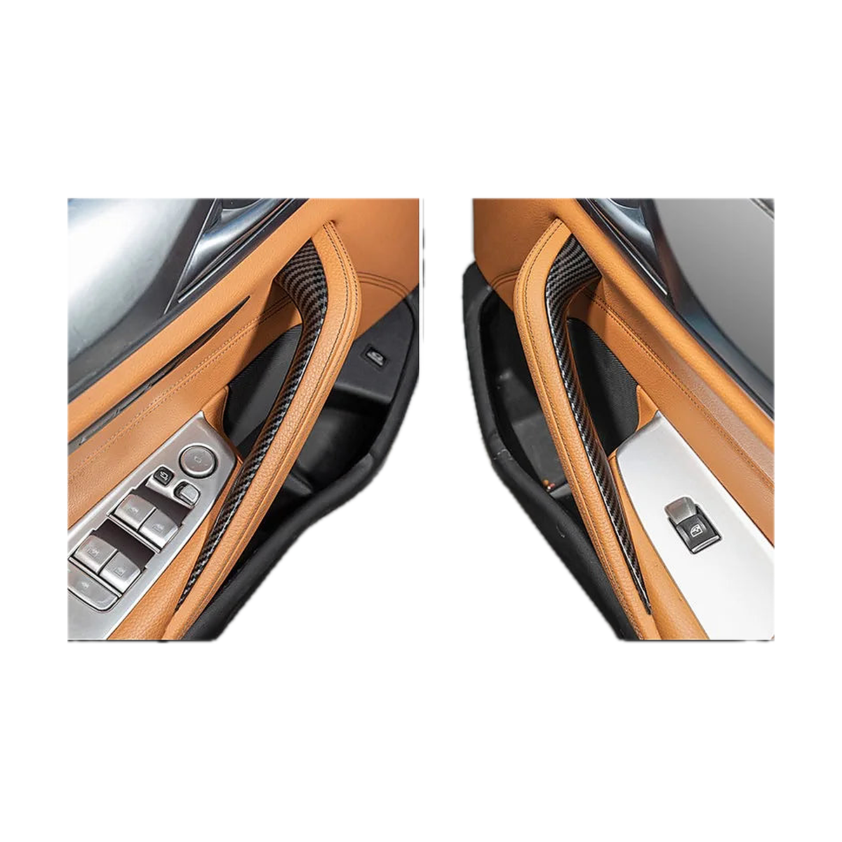 Door Pull Handle Covers for BMW 5 Series G30, Carbon Fiber Look, Version 2
