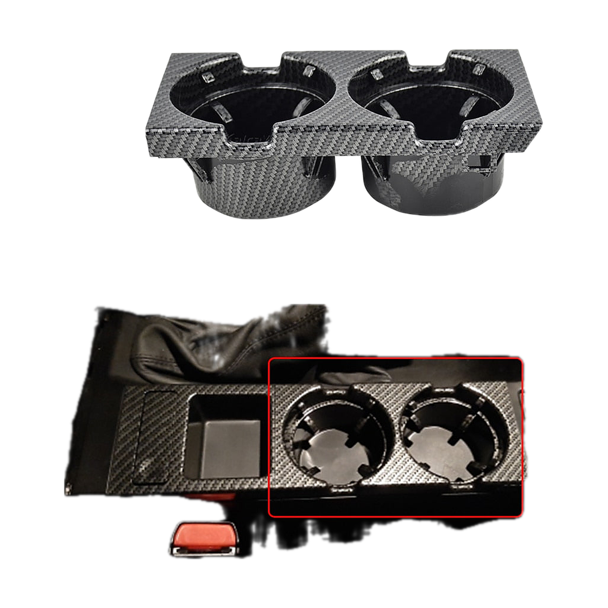 Cup Holder and Coin Tray for BMW 3 Series E46 Centre Console, Carbon Fiber Look, Cup Holder