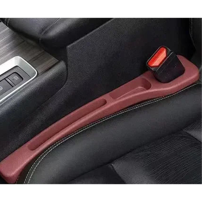 Red PU seat gap filler fitted between seat and console, belt buckle through the slot, universal fit for BMW