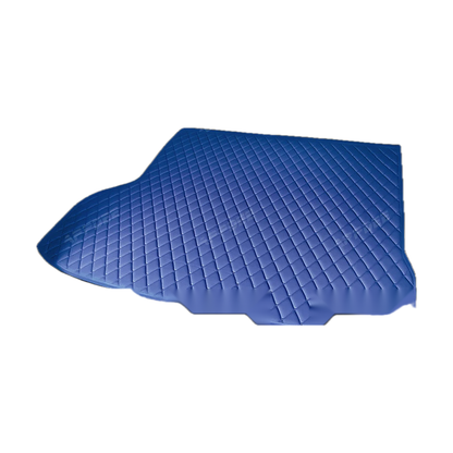Blue trunk mat, angled view, for BMW iX (2021-2023)