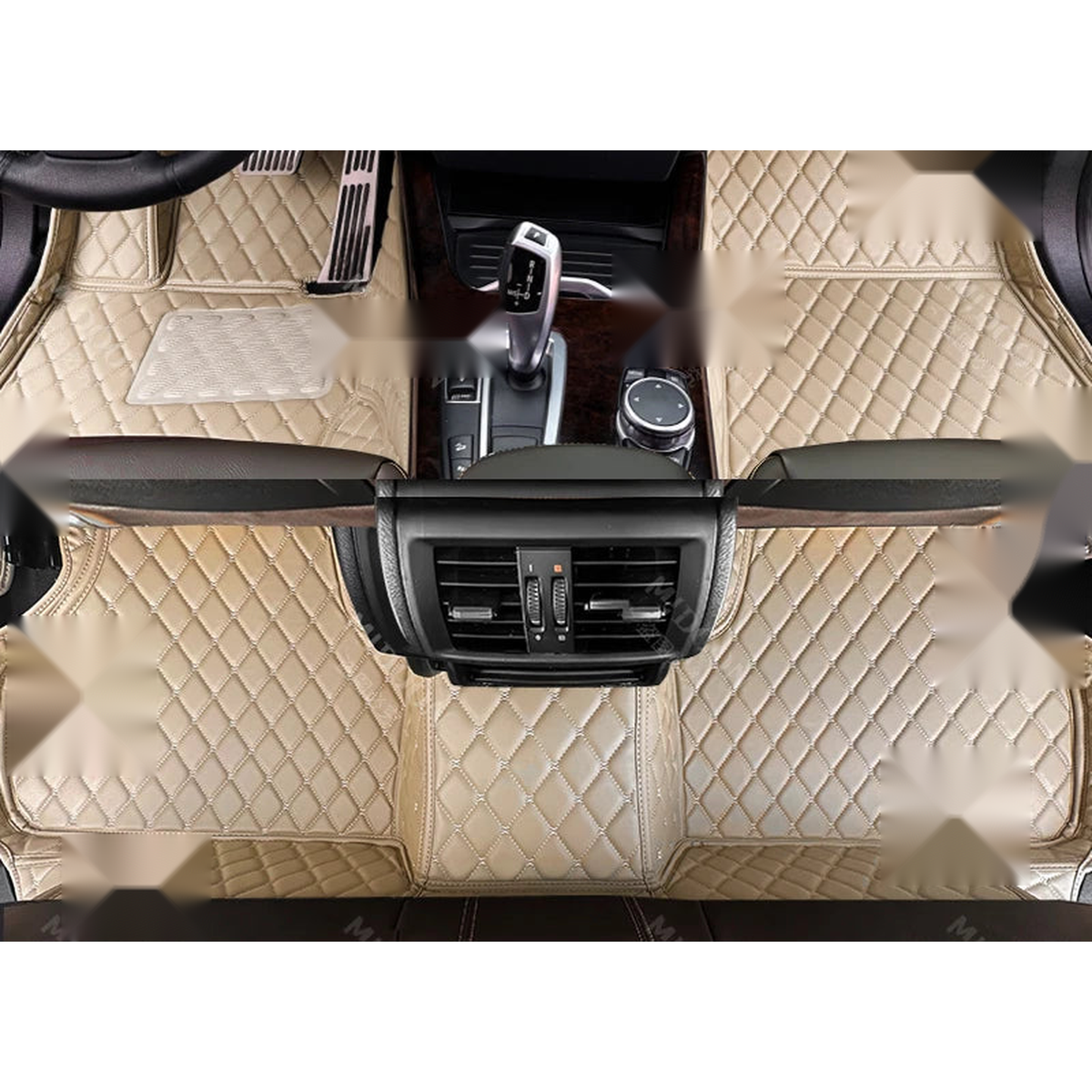 Beige floor mats, front and rear set, for BMW iX (2021-2023)