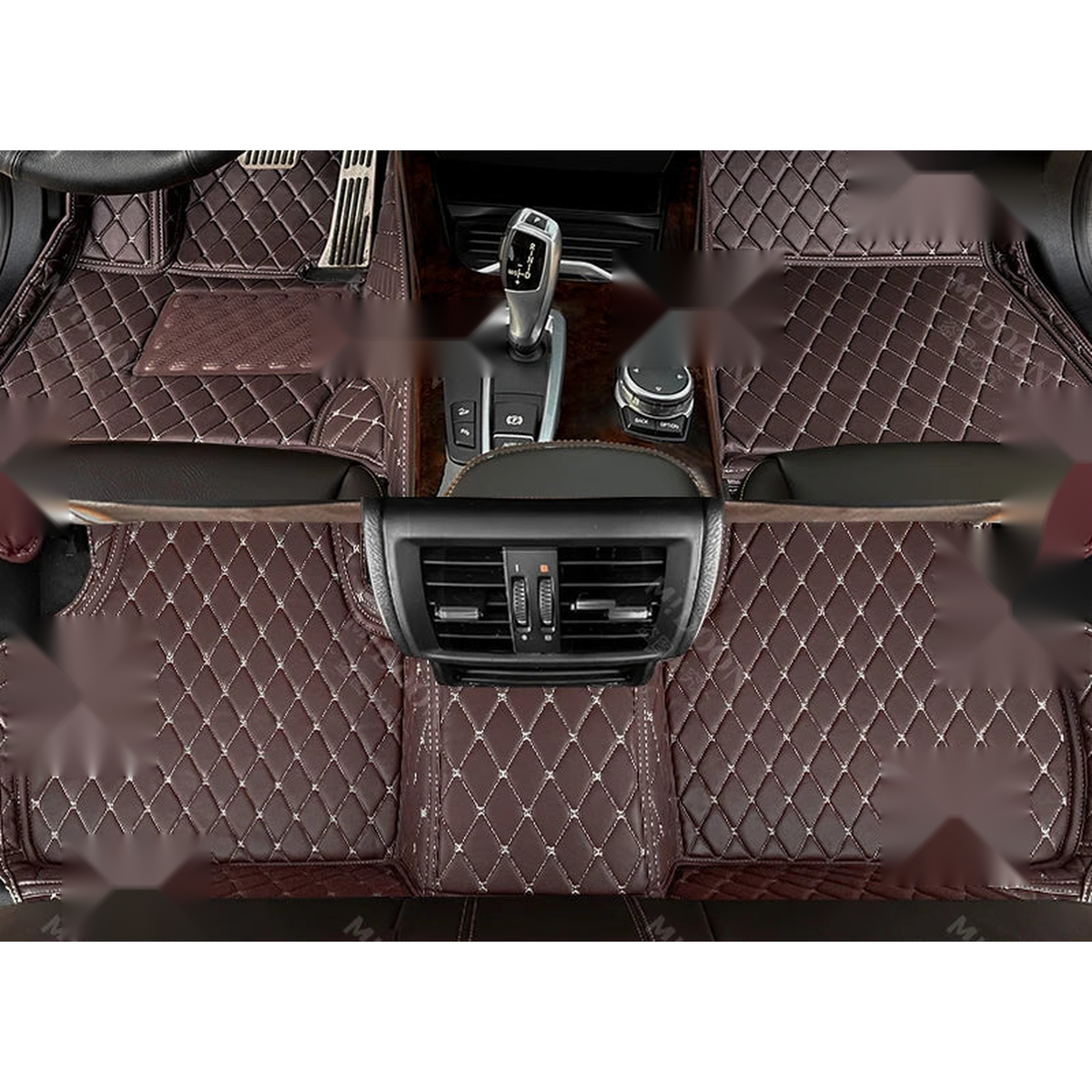 Dark brown floor mats, front and rear set, for BMW iX (2021-2023)