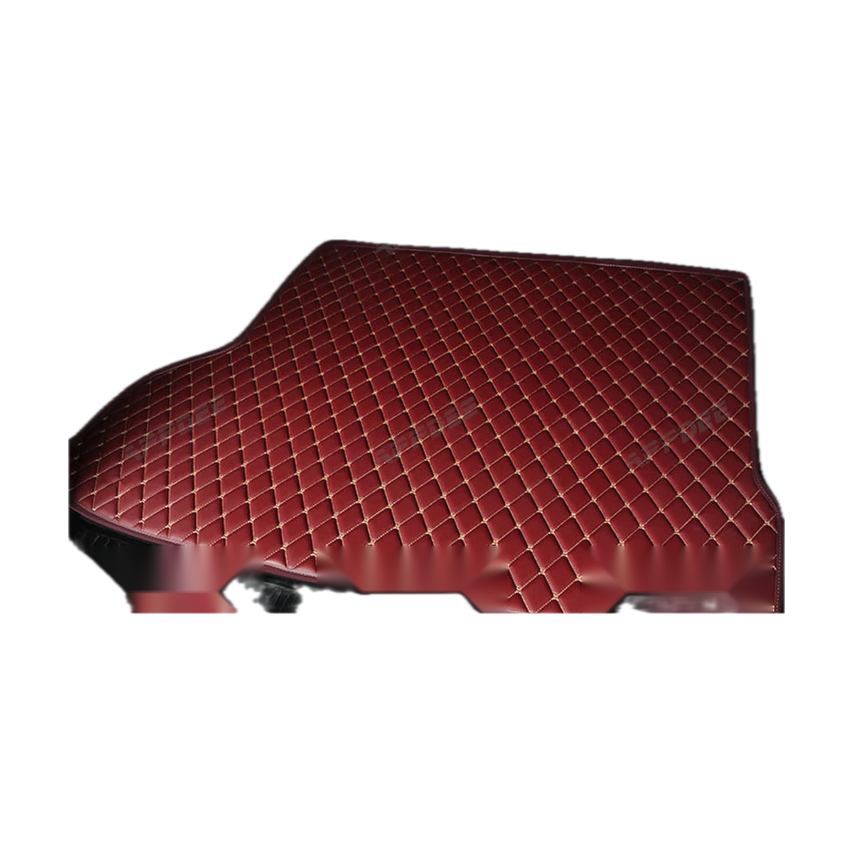 Wine red trunk mat, angled view, for BMW iX (2021-2023)