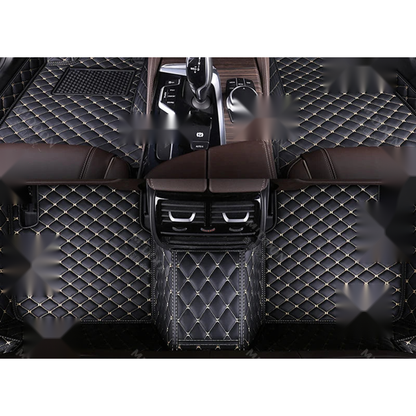 Black floor mats with beige trim, front and rear set, for BMW iX (2021-2023)