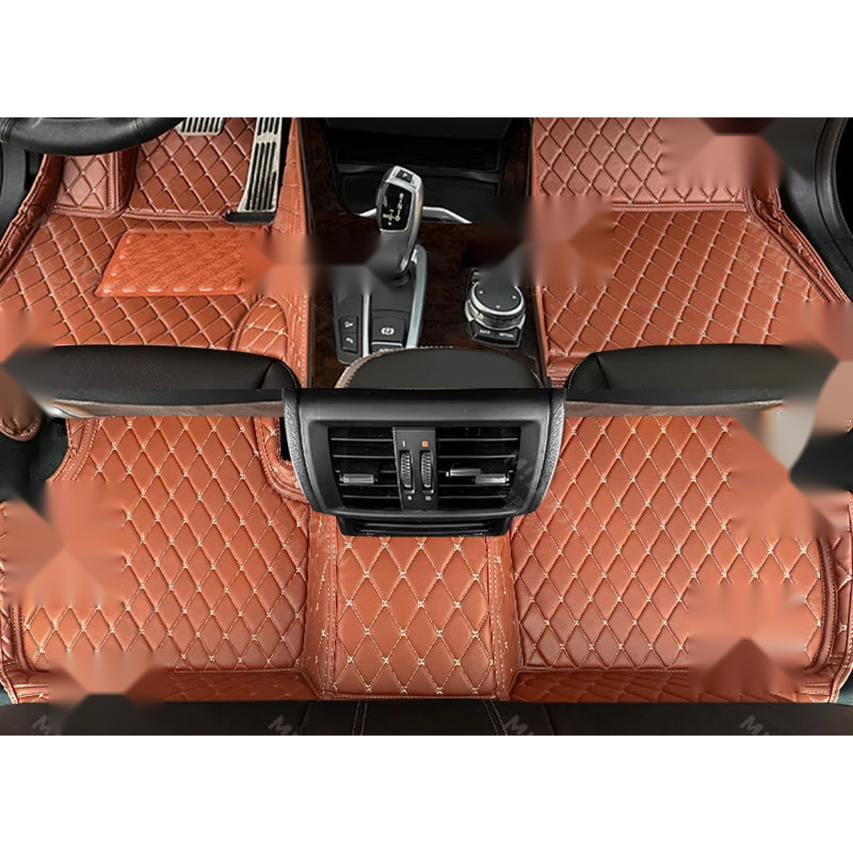 Brown floor mats, front and rear set, for BMW iX (2021-2023)