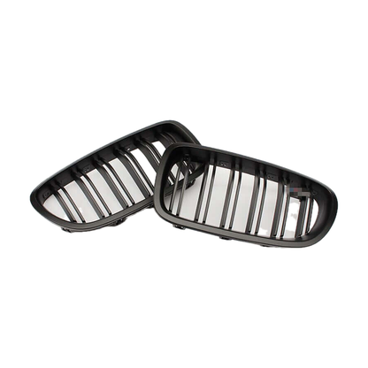 M5-Style Double-Slat Kidney Grilles for BMW 5 Series F10, F11, F18, Matte Black, M5 Badge