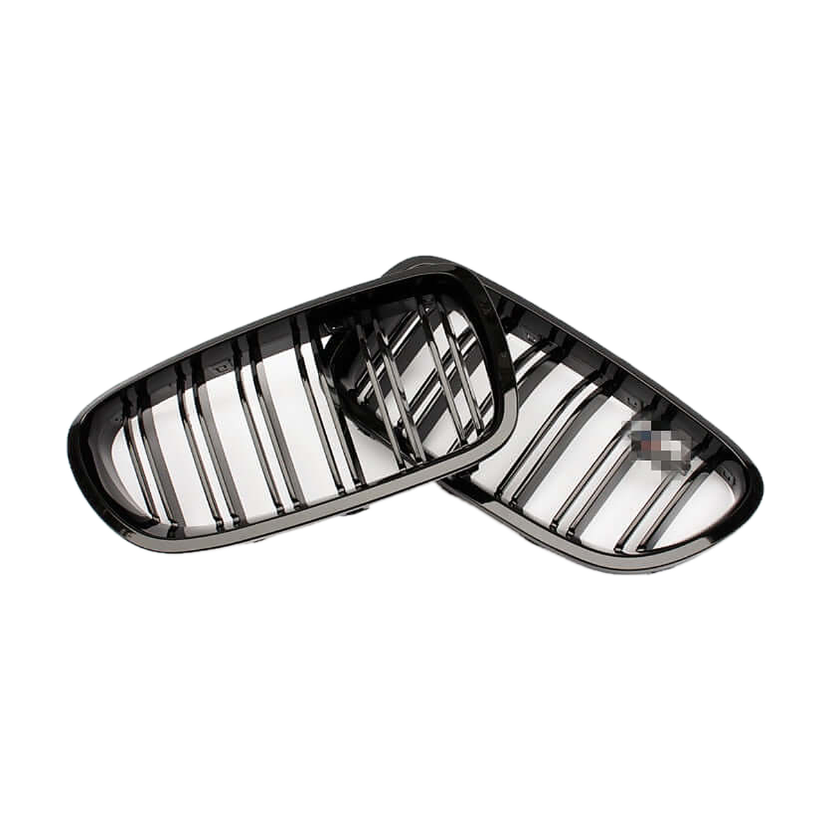 M5-Style Double-Slat Kidney Grilles for BMW 5 Series F10, F11, F18, Gloss Black, M5 Badge