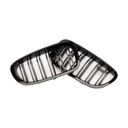 M5-Style Double-Slat Kidney Grilles for BMW 5 Series F10, F11, F18, Gloss Black, M5 Badge