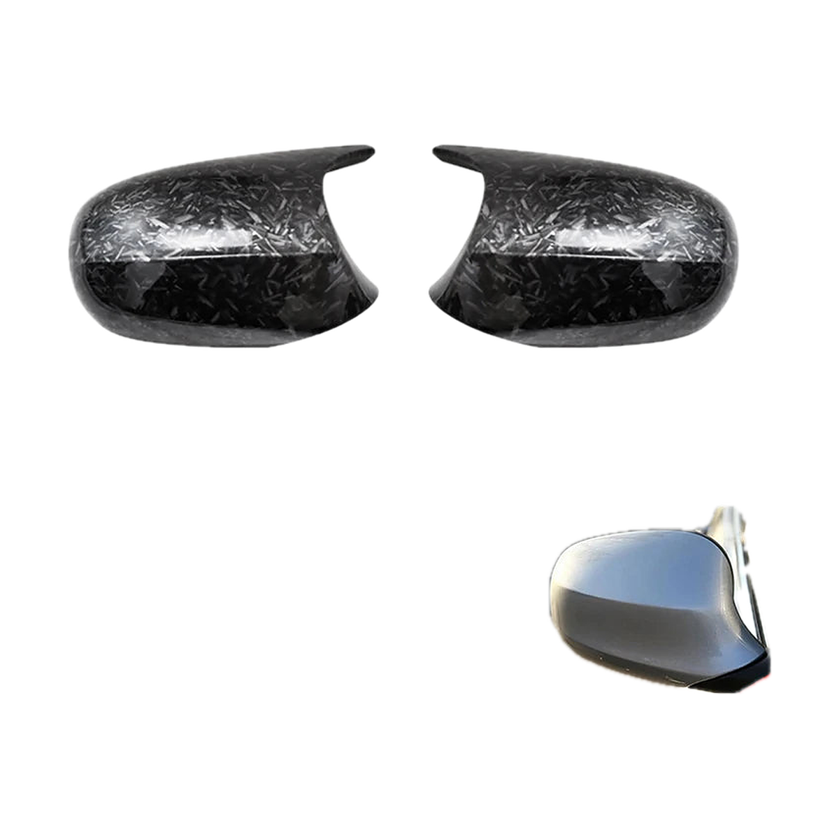 M3-Style Mirror Caps for BMW E90, E91, E92, E93 Pre-LCI, E81, E82, E87, E88, Forged Carbon Look