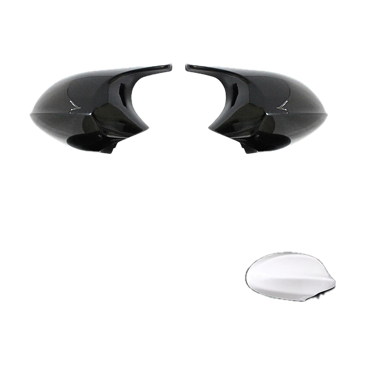M3-Style Mirror Caps for BMW E90, E91, E92, E93 Pre-LCI, E81, E82, E87, E88, Gloss Black, Version 2