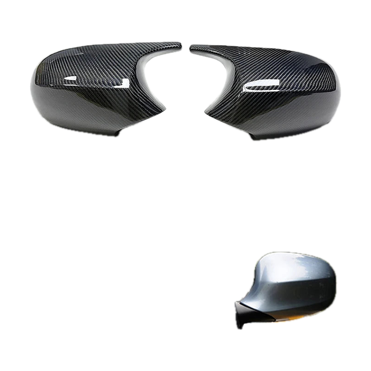 M3-Style Mirror Caps for BMW E90, E91, E92, E93 Pre-LCI, E81, E82, E87, E88, Carbon Fiber Look, Version 2