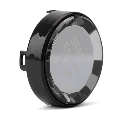 Crystal start stop button cover, side angle showing the faceted clear lens, for BMW E90 / E60 / F30 / F10 / G30