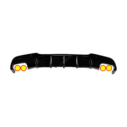 Gloss Black Rear Diffuser for BMW 3 Series E90, E91 M Sport, Both Sides, Twin Outlet, Type A