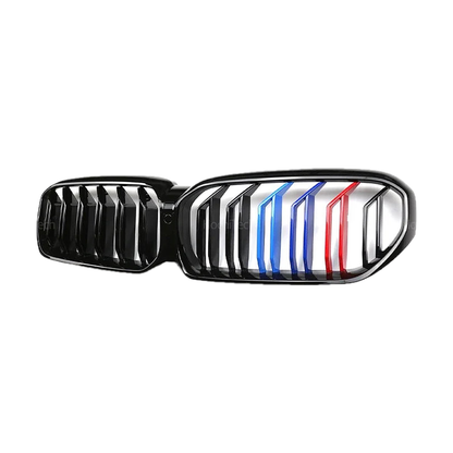 Kidney Grille for BMW 5 Series G30, G31, G38, F90 M5 LCI, Gloss Black, Tri-Color Stripes