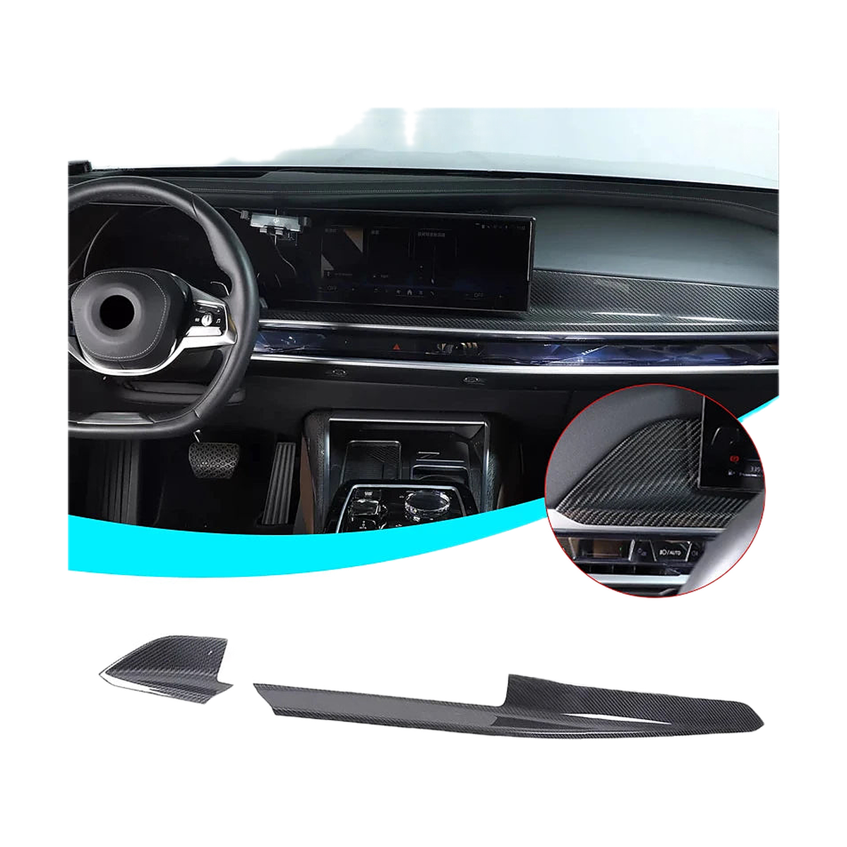 Center Console and Dashboard Trim Covers for BMW 7 Series G70, For LHD Style 1