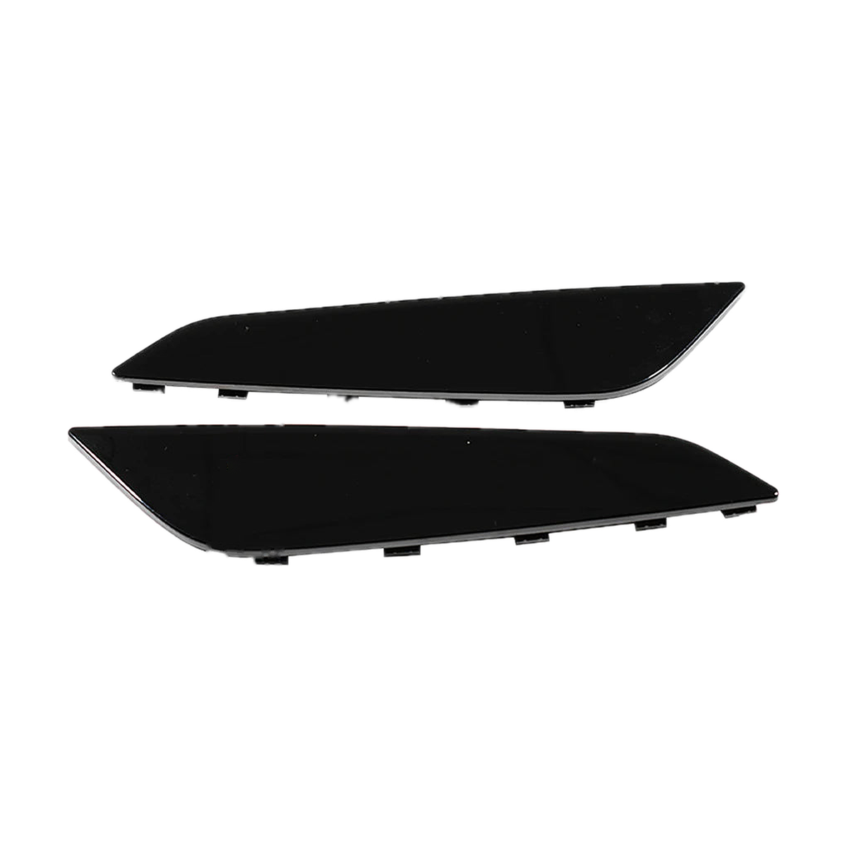 Gloss black front fender vent trim pair, angled profile view, for BMW 5 Series G30 / G31 / G38 (2017-2023)