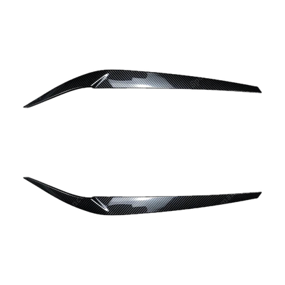 Carbon fiber look headlight eyelid trim pair for BMW 5 Series G30, G31, G38, F90 M5 (2017-2021)