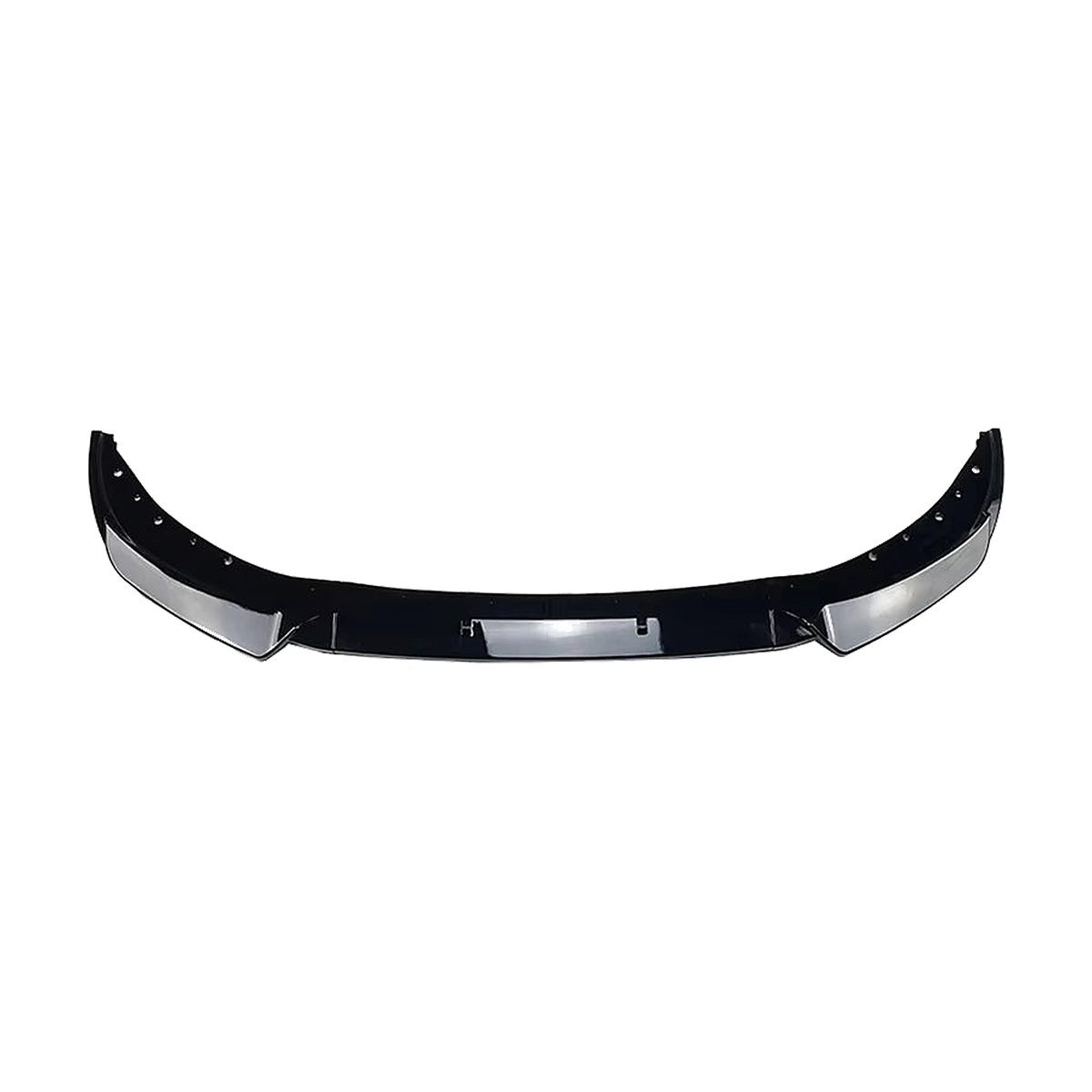 Gloss black three piece front bumper lip, assembled front view, for BMW G20 / G21 non M Sport