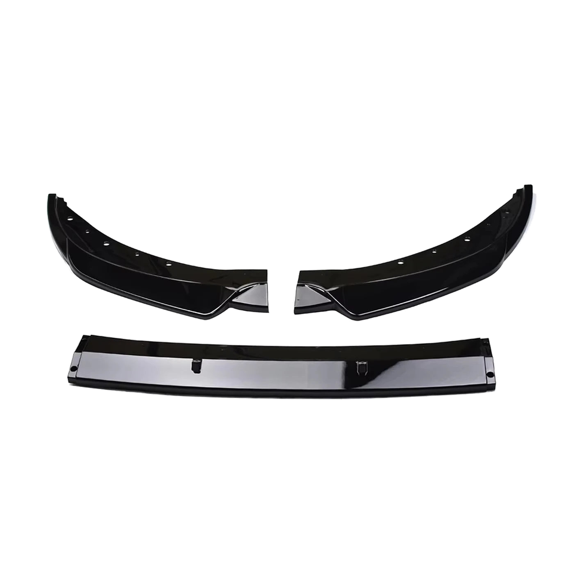Gloss black front bumper lip shown as its three separate pieces, for BMW G20 / G21 non M Sport