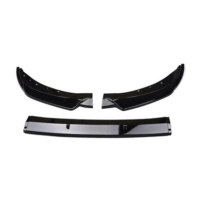 Gloss black front bumper lip shown as its three separate pieces, for BMW G20 / G21 non M Sport