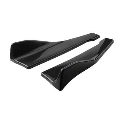 Gloss black side skirt winglets pair, inner side view, universal fit for BMW