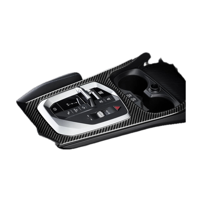 Carbon Fiber Gear Panel Trim for BMW 1 Series F70, 2 Series F74, black carbon