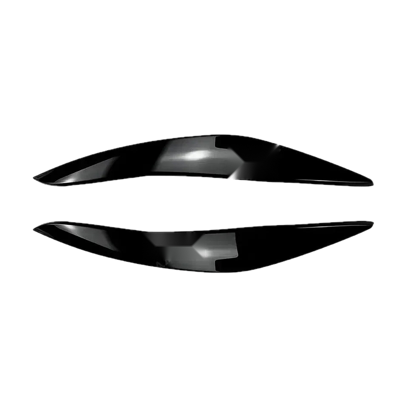 Gloss black headlight eyebrow covers, pair, for BMW 5 Series F10, F11 Pre-LCI (2011-2014)