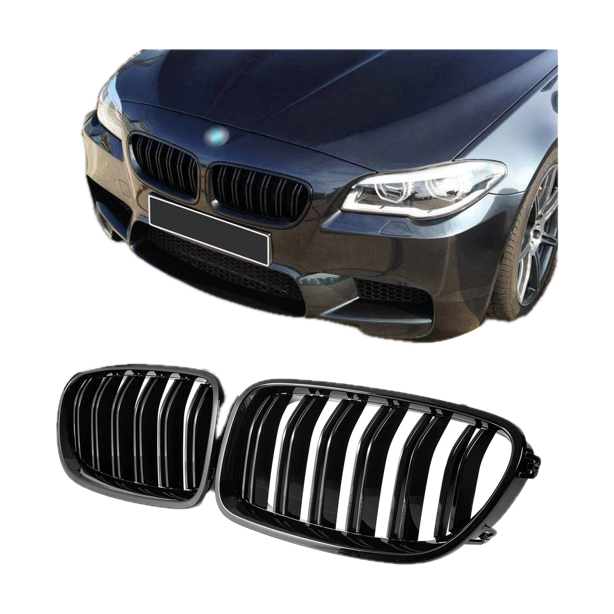 Kidney Grille for BMW 5 Series F10, F11, F18 and M5, Gloss Black