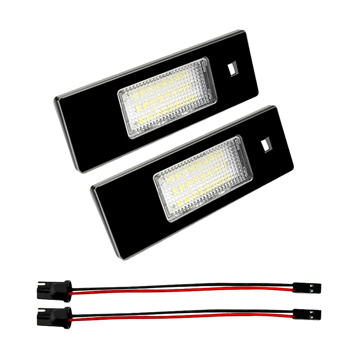 Pair of LED number plate lights with two wiring adapters for BMW E81, E87, E63, E64, F12, F13, Z4 E85/E86