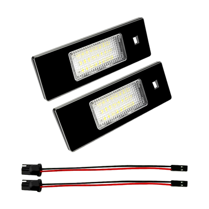 Pair of LED number plate lights with two wiring adapters for BMW E81, E87, E63, E64, F12, F13, Z4 E85/E86