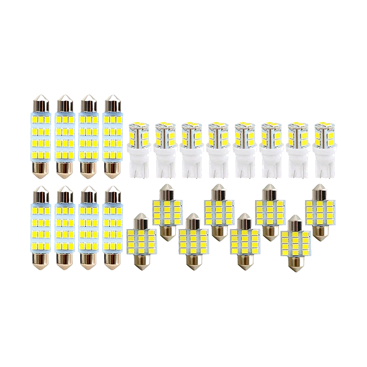 24 piece interior LED bulb set with T10 and festoon bulbs, universal fit for BMW, full set view