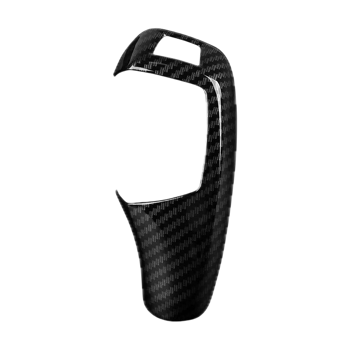 Carbon fibre pattern gear selector knob cover, side view, for BMW F30 / F31 / F34 / F32 / F33 / F36