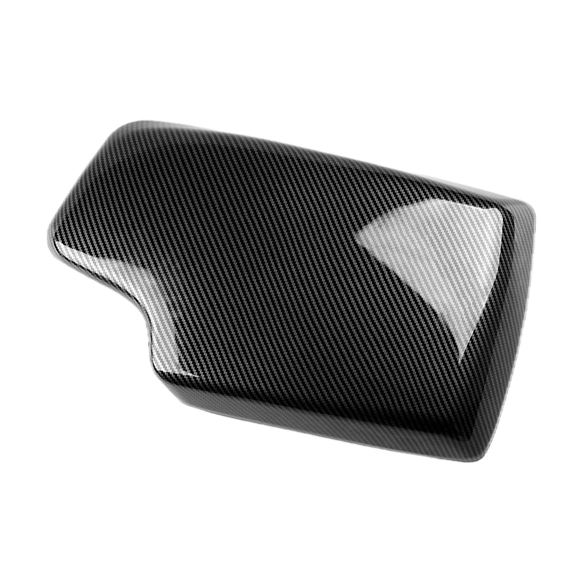 Carbon fibre pattern centre armrest lid cover, angled view, for BMW F30 / F31