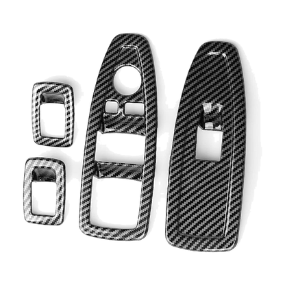 Carbon fibre pattern window switch panel covers, set of four, for BMW F30 / F34