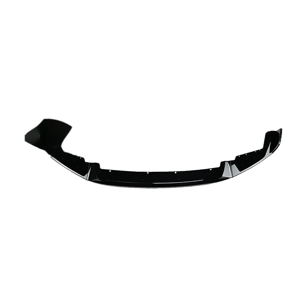 Gloss black front splitter lip, angled view, for BMW F87 M2 Competition, M2 CS (2018-2021)
