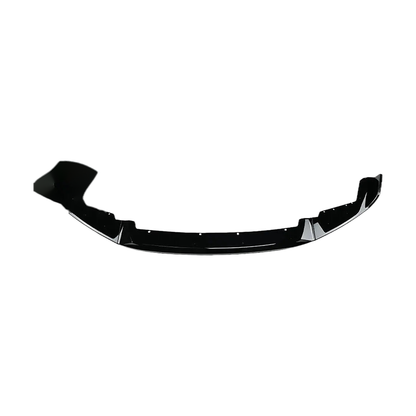Gloss black front splitter lip, angled view, for BMW F87 M2 Competition, M2 CS (2018-2021)