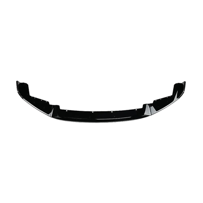 Glossy black front splitter lip, front view, for BMW F87 M2 Competition, M2 CS (2018-2021)