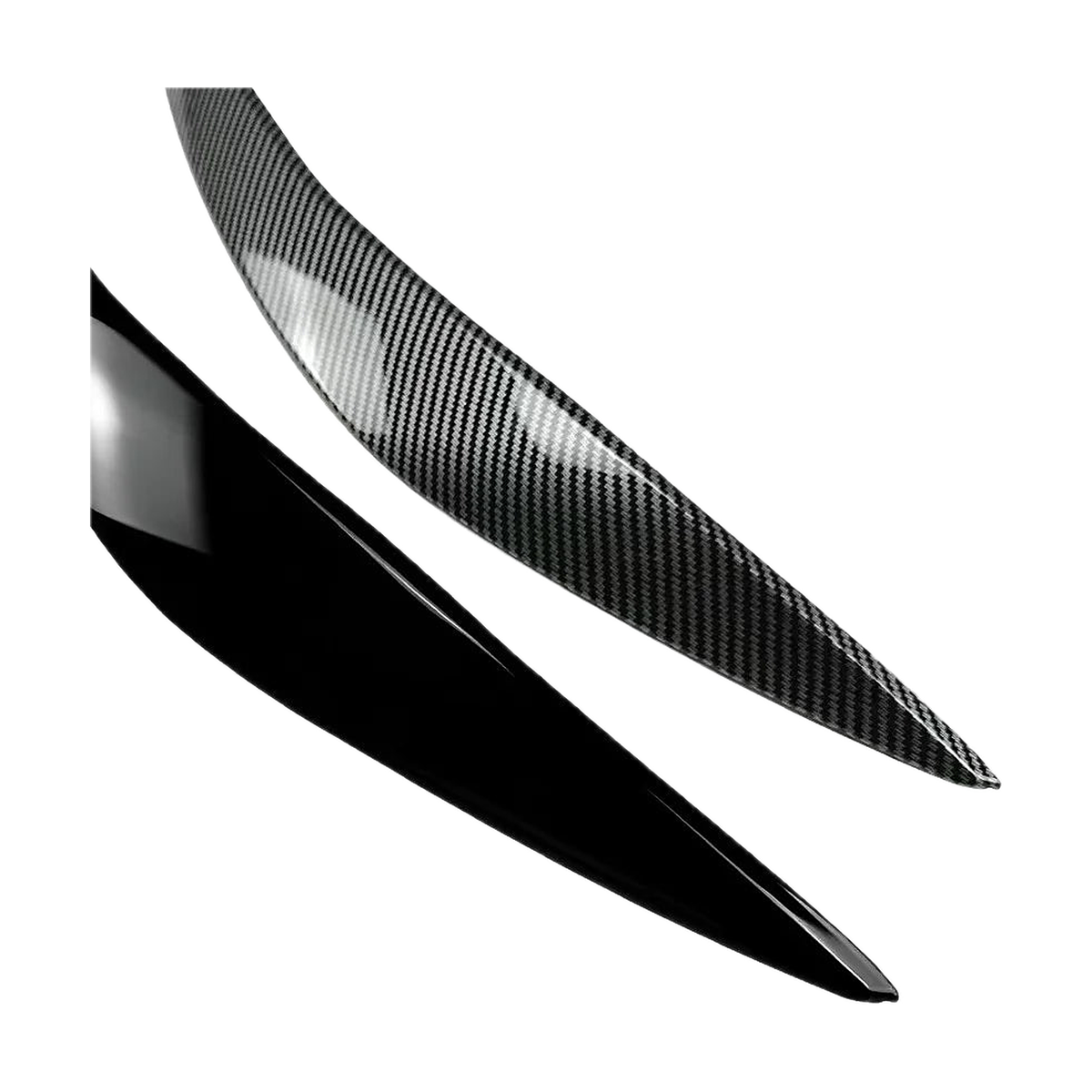 Headlight eyebrow cover finish detail, carbon fiber and gloss black, for BMW 5 Series F10 Pre-LCI (2010-2013)
