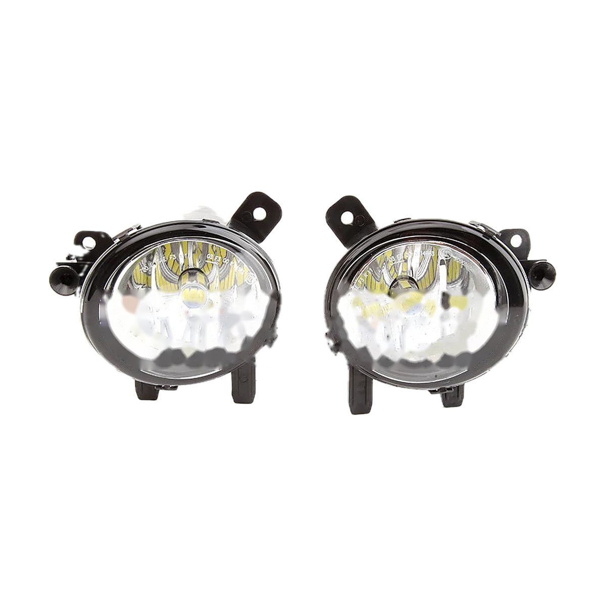 Angel eye fog light pair with LED bulbs, front view, for BMW 1/2/3/4 Series F20, F22, F30, F32 (2011-2019)