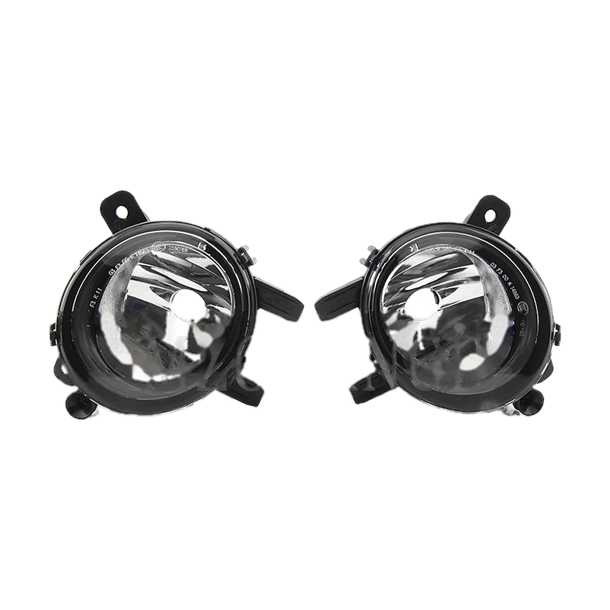 Angel eye fog light housing pair, no bulbs included, angled view, for BMW 1/2/3/4 Series F20, F22, F30, F32 (2011-2019)