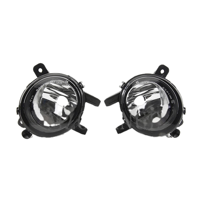 Angel eye fog light housing pair, no bulbs included, angled view, for BMW 1/2/3/4 Series F20, F22, F30, F32 (2011-2019)