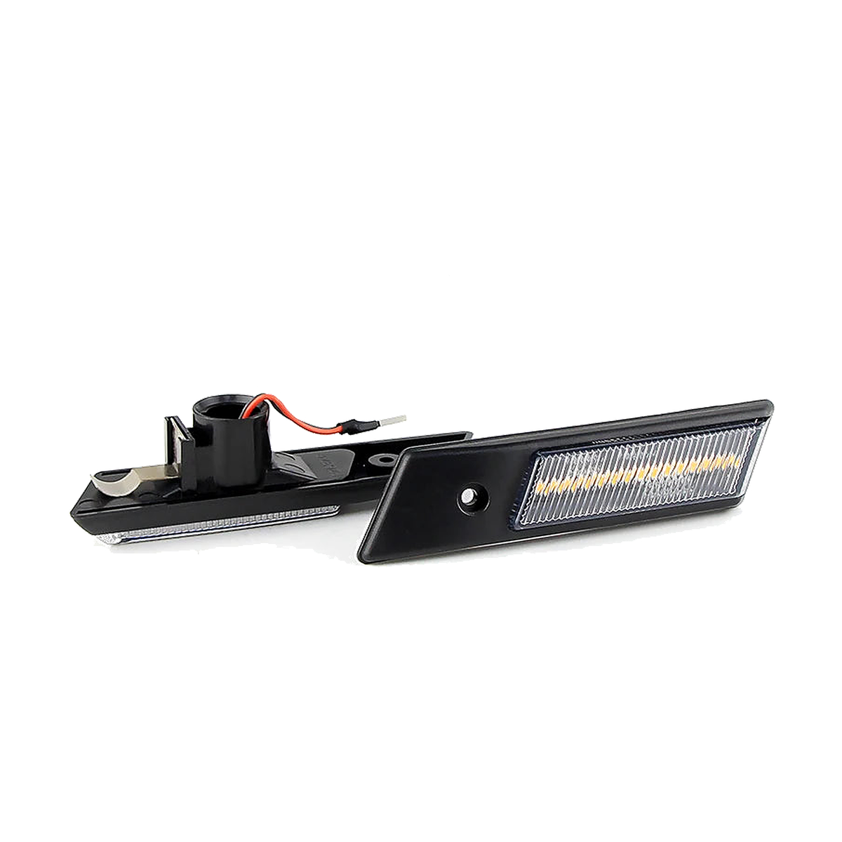 Clear lens LED side marker light, static mode, unlit view, for BMW E32, E34, E36 (1986-1996)