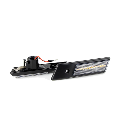 Clear lens LED side marker light, static mode, unlit view, for BMW E32, E34, E36 (1986-1996)