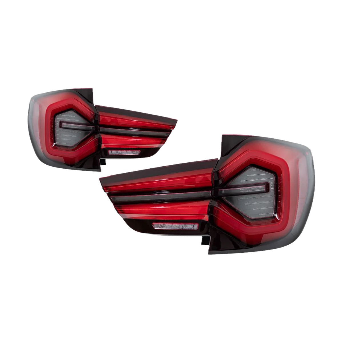 G01 style LED tail light set, left and right sides shown at an angle, for BMW X3 F25