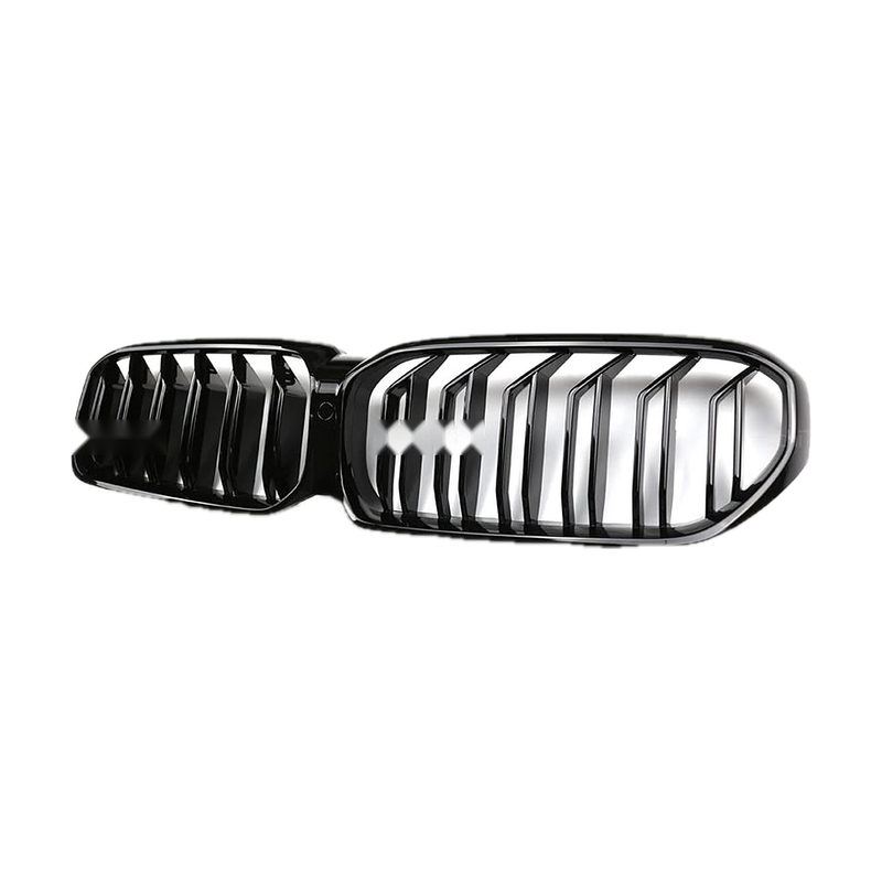 Gloss black kidney grille pair, angled view, for BMW 5 Series G30 G31 G38 F90 M5 LCI 2020-2023